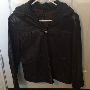 Ann Taylor brown leather jacket